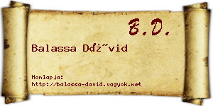 Balassa Dávid névjegykártya